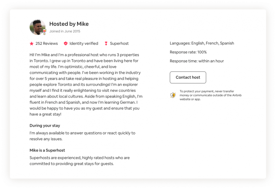Airbnb host profile
