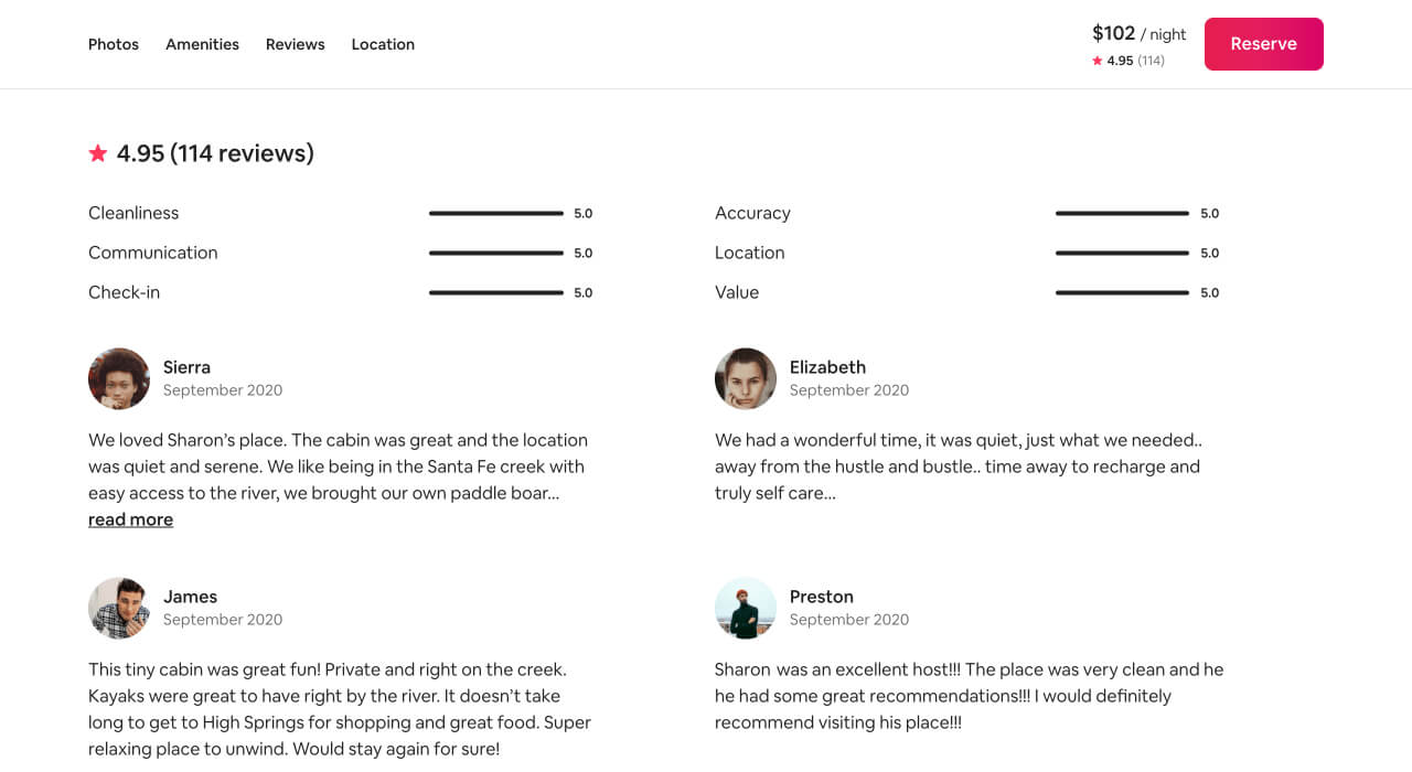 Airbnb reviews