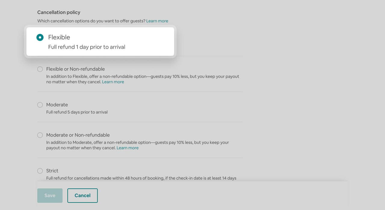 Airbnb cancellation policy