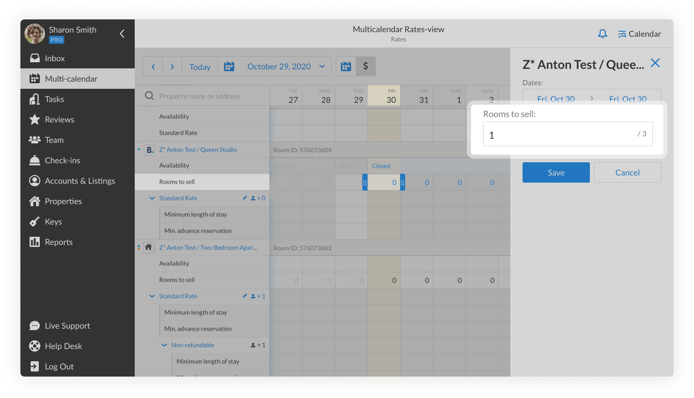 iGMS Multi-calendar rates view