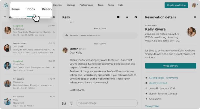 Airbnb inbox 