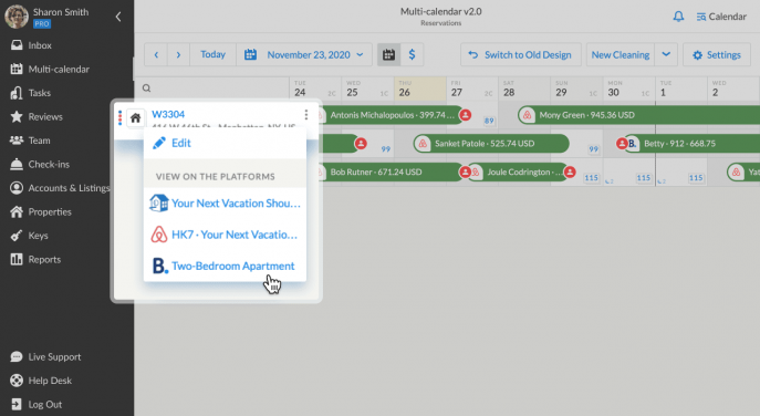 iGMS Multi-calendar Property Editor and booking channels Airbnb HomeAway Booking.com