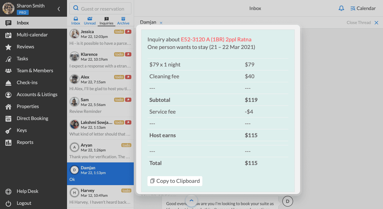 iGMS Inbox Airbnb Inquiry New Format