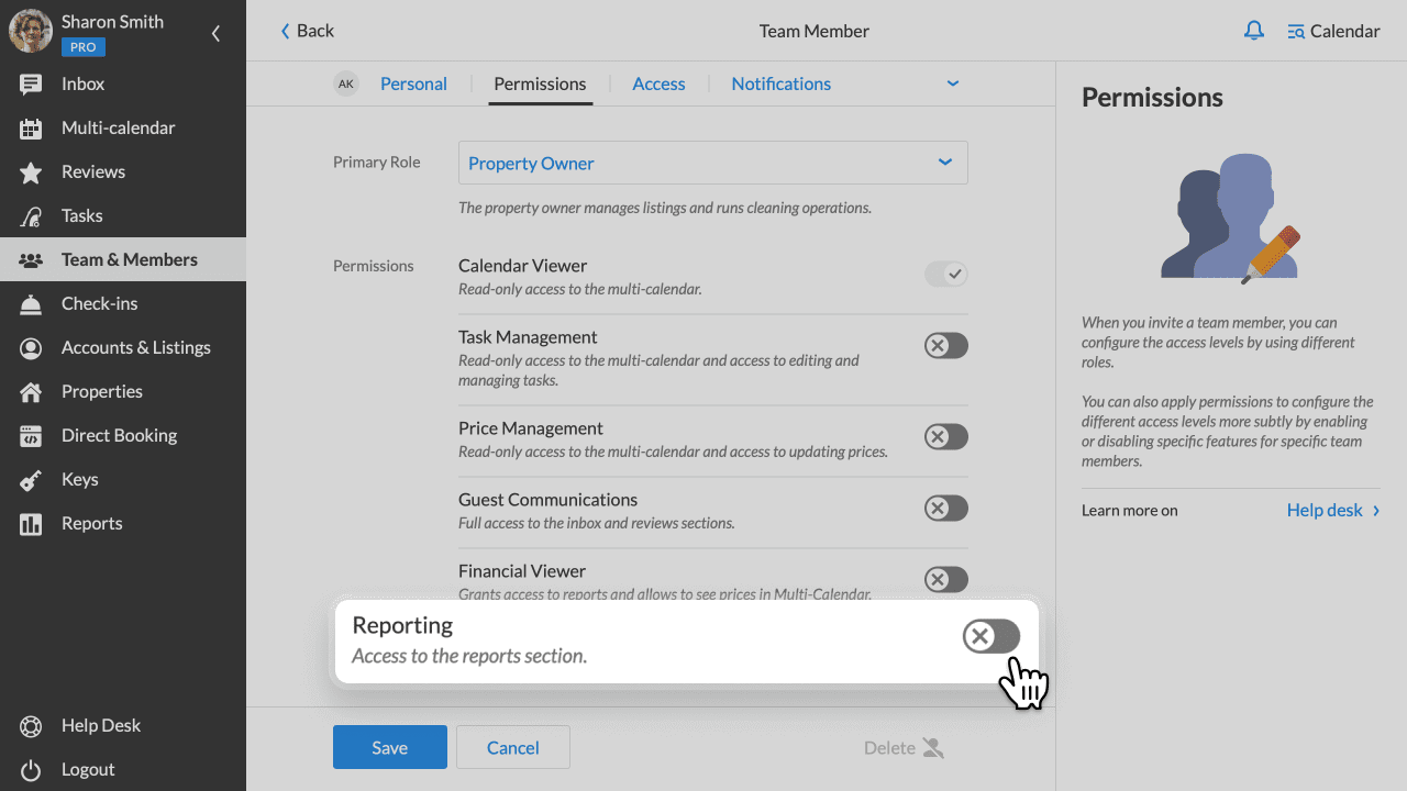 iGMS Team and Memebers Property Owner Reporting Permission Disabled