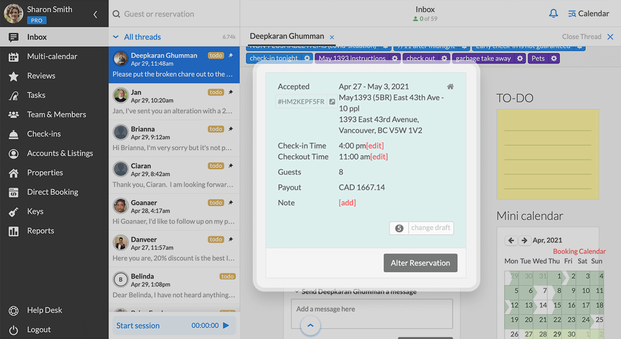 iGMS Inbox Reservations Details Payout