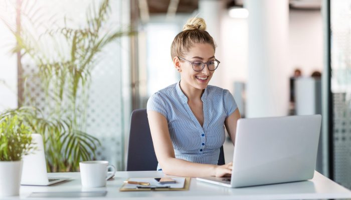 woman working on a laptop