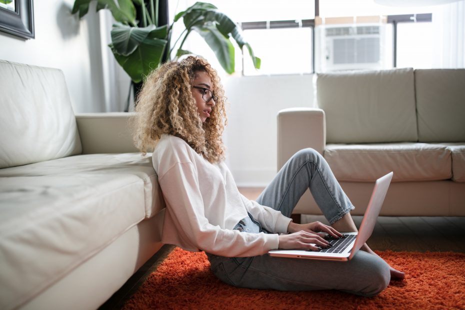 Woman working on her laptop