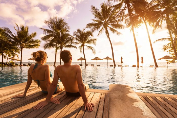 Couple enjoying beach vacation